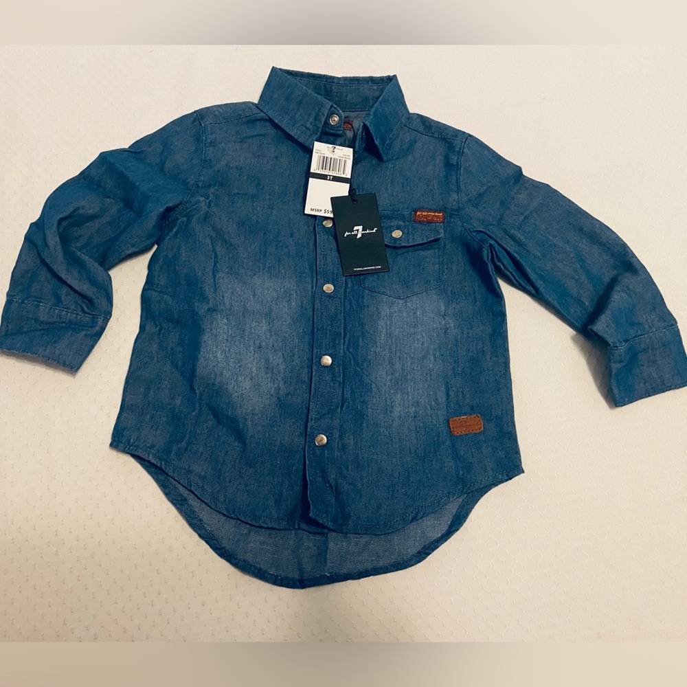 7 for all mankind Blue Denim Shirt, 3T